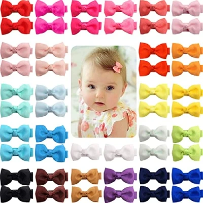 Afbeelding van JOYOYO Mini haarspelden met strik voor baby&#039;s, 5,1 cm, volledig bedekt band, antislip, peuters, 50 stuks