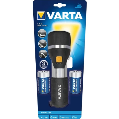 Afbeelding van Varta LED Day Light 2D Zaklamp Zwart, Zilver