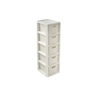 Image de BranQ Home essential Étagère en rotin Crème 5 paniers
