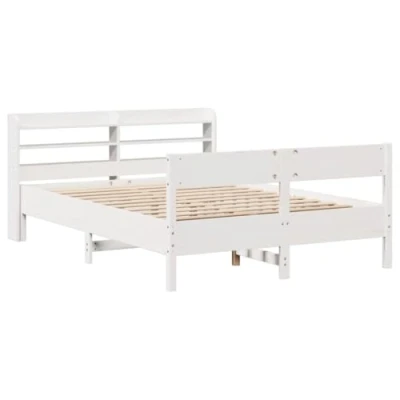 Afbeelding van vidaXL Bedframe zonder matras massief grenenhout wit 160x200 cm