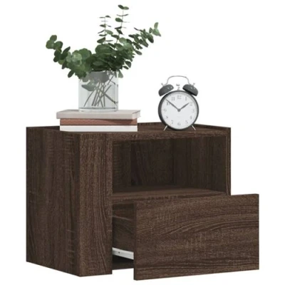 Afbeelding van Nachtkastjes 2 st wandgemonteerd 45x30x35 cm bruin eikenkleurig