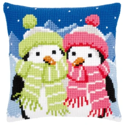 Afbeelding van Vervaco Borduurkussen Pinguins met sjaal 0147690