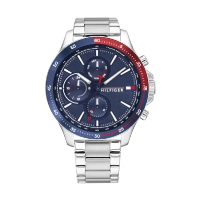 Afbeelding van Tommy Hilfiger Bank 1791718 Chronograaf Herenhorloge Roestvrij Staal Blauwe Wijzerplaat