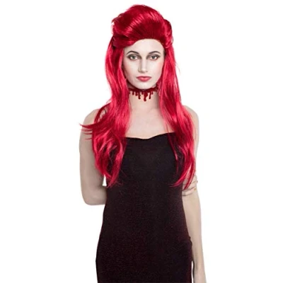 Afbeelding van Folat Pruik Lang haar rood Halloween accessoires outfit pruiken enge