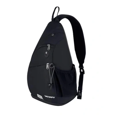 Afbeelding van Waterfly sling rugzak omhangtas crossbag met verstelbare schouderriem, perfect voor outdoorsporten, trektochten, fietsen, bergbeklimmen, reizen, school, zwart