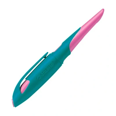 Afbeelding van Ergonomische schoolpen STABILO EASYbirdy, A, trkis/neonpink, rechtshandig.