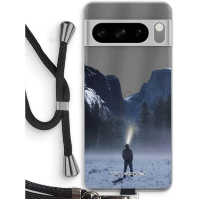 Afbeelding van Case Company® hoesje met Koord geschikt voor Google Pixel 8 Pro Wanderlust Telefoonhoesje Zwart Bescherming aan alle Kanten en Over de Schermrand