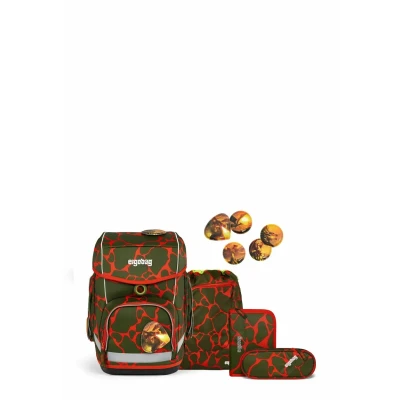 Afbeelding van ergobag Schooltas Lumi Edition Cubo Set 5 delig FeuerspeiBär Olijfgroen