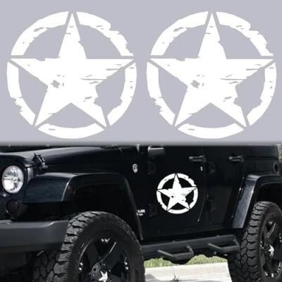 Afbeelding van Militaire ster sticker (wit, 25 x cm)
