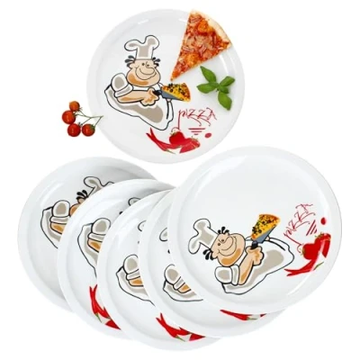 Afbeelding van Set van 6 ALBERTO pizzaborden 30,5cm met comic pizzamaker 162701