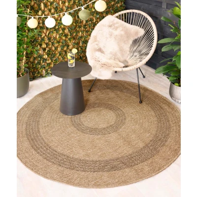 Afbeelding van Jute Buitenkleed Rond Sunset Spirit Beige/zwart 200 Cm
