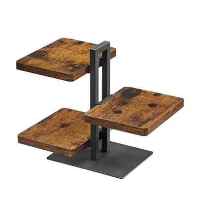 Afbeelding van ACAZA etagere Serveertoren Etagères Vintage Bruin 3 laags High tea Serveerset