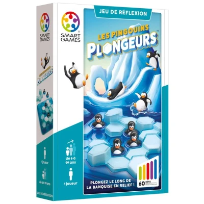 Afbeelding van SmartGames Duikppinguïns Denkspel Plaats de ijsschots om pinguïns 60 uitdagingen van verschillende niveaus 1 speler vanaf 6 jaar, blauw, wit