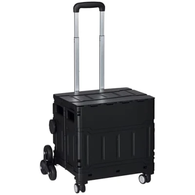 Afbeelding van HOMCOM Opvouwbare boodschappentrolley met verstelbare telescopische handgreep, traplift deksel, transportwagen, draagbaar tot 80 kg, zwart