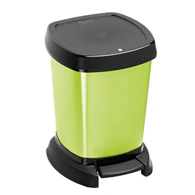 Afbeelding van ROTHO cosmetische afvalbak PASO 6 liter groen metallic Prullenbak met kick functie