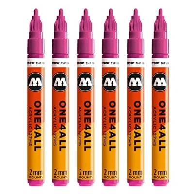 Afbeelding van Molotow One4All 127HS acrylmarker (2 mm punt, zeer dekkend en permanent, UV bestendig, voor bijna alle ondergronden) 232 Magenta, 6 pack