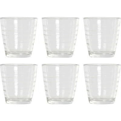 Afbeelding van 6x Stuks transparante waterglazen/drinkglazen streep relief 250 ml van glas Keuken/servies basics