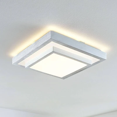 Afbeelding van Lindby LED plafondlamp 1licht aluminium, acryl H: 10 cm wit Inclusief lichtbron