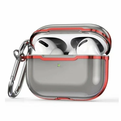 Afbeelding van AirPods Pro / 2 hoesje TPU Split series Zwart + Rood (transparant) Optimale bescherming voor jouw