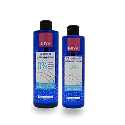 Afbeelding van shampoo &amp; hydraterende verzorging zonder sulfaten en siliconen, Iniya Duo hydratatieset, Braziliaanse gladmakende masker, tannine (400 ml + 300 ml)