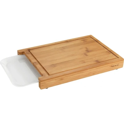 Afbeelding van WENKO Bruno snijplank, keukenplank, snijplank met sapgroef en opvangbeker, plank, bruin