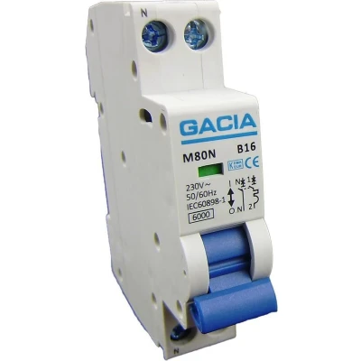 Afbeelding van Gacia installatieautomaat 1 polig nul 16A B karakteristiek M80N B16