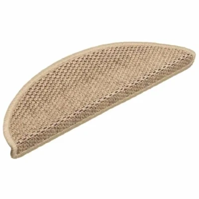 Afbeelding van Trapmatten zelfklevend 15 st sisal look 56x17x3 cm zandkleurig