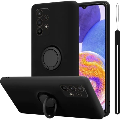 Afbeelding van Cadorabo Hoesje geschikt voor Samsung Galaxy A23 4G in LIQUID ZWART Beschermhoes van flexibel TPU silicone Case Cover met ring