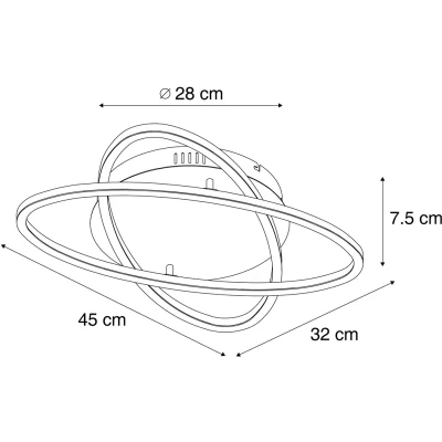 Afbeelding van QAZQA kane Moderne LED Plafondlamp 2 lichts L 45 cm Zwart Woonkamer Slaapkamer Keuken