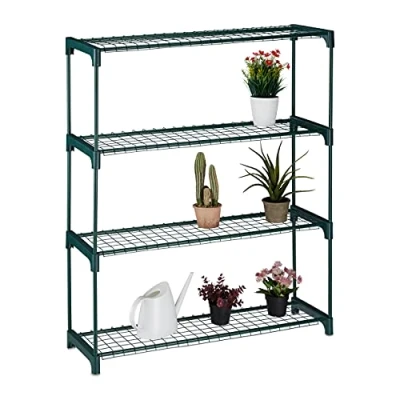 Afbeelding van Relaxdays plantenrek metaal 4 etages groot bloemenrek voor binnen kunststof hoog