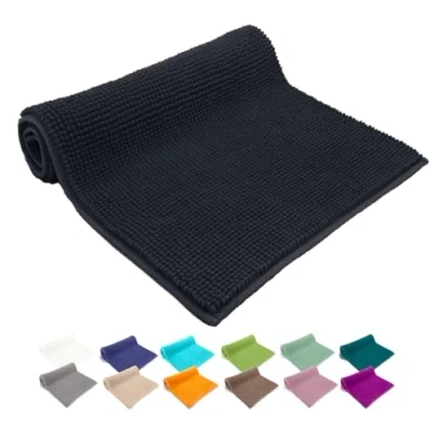 Afbeelding van heimtexland ® Badmat van chenille, super zacht, absorberend, Ökotex gecertificeerd, type 771, zwart, 60 x 90 cm