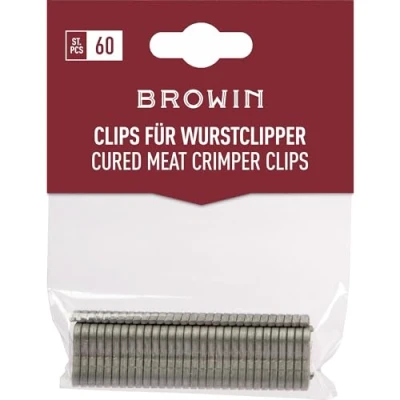 Afbeelding van Browin 31 313314 worsttangclips, staal, 0,2 x 1,8 0,7, 145 m, 60 stuks