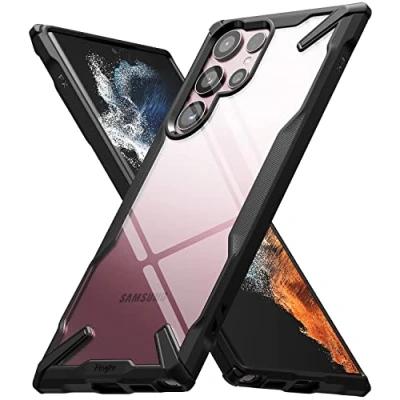 Afbeelding van Ringke Fusion X Compatibel met Samsung Galaxy S22 Ultra 5G Case, Krasvast Schokbestendig Robuuste Bumper Hoesje Black Zwart