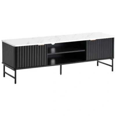 Afbeelding van GLASTONBURY TV meubel Zwart/Marmer 140 x 40 cm MDF
