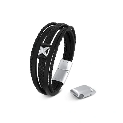 Afbeelding van iXXXi Elias MEN Leather Armband Black maat 21 22.5