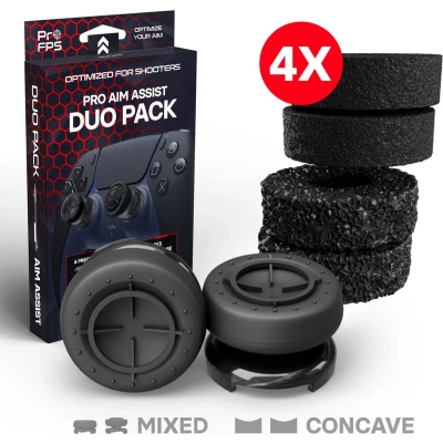 Afbeelding van ProFPS Duo Pack geschikt voor PlayStation 4 (PS4) &amp; 5 (PS5) Controller Precision Rings + Thumbsticks Mixed Black Edition eSports Gaming Accessoires