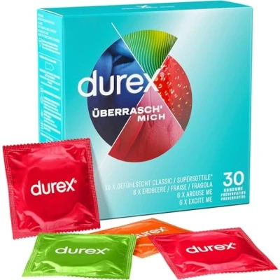 Afbeelding van Durex Condooms 40 Stuks Surprise Me Mix 10x Pleasure Thin Feel Tickle Extra Safe Discreet en Stevig Verpakt Hoge kwantumkorting