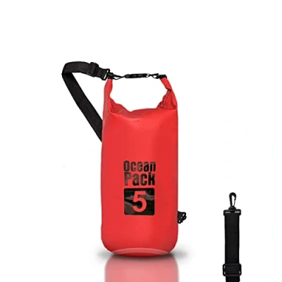 Afbeelding van Droge tas, Waterdichte rugzak, rolsluiting en schouderriem, telefoonhoes heuptas voor zee boot vissen rafting strand watersport, Rood, tas