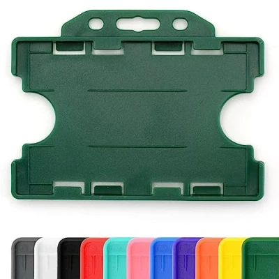 Afbeelding van CKB LTD® 100 stuks ID kaarthouders dubbelzijdig stijf kunststof horizontaal liggend formaat 86mm 54mm groen