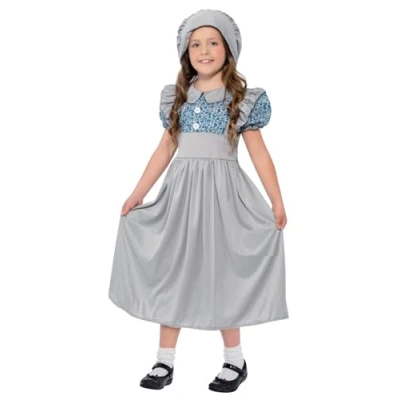 Afbeelding van Smiffys Victorian School Girl Kinder Kostuum Kids tm 9 jaar Grijs