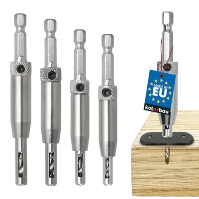 Afbeelding van KOTARBAU® Set van 4 HSS scharnierboren voor nauwkeurige positionering meubelbewerking