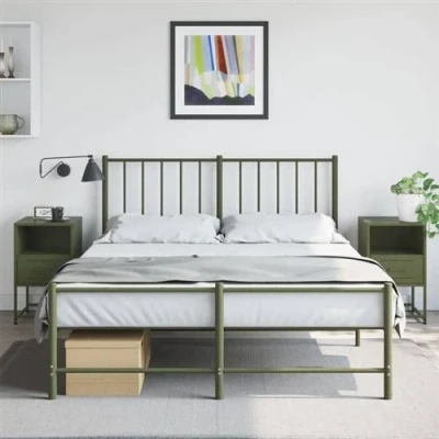 Afbeelding van Nachtkastjes 2 st 36x39x60,5 cm staal olijfgroen