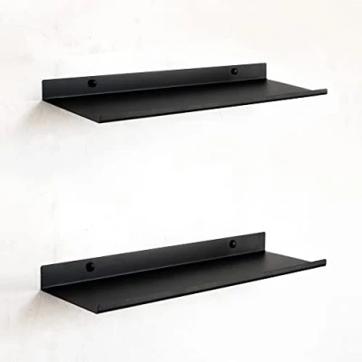 Afbeelding van MILUKA wandplanken, 35 x 10 cm, zwart, 2 stuks, ideaal als fotorek en voor het maken van witte planken ter decoratie