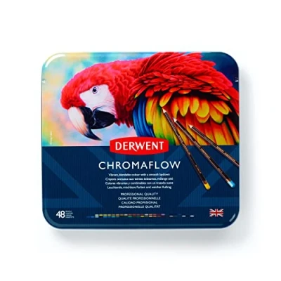Image de Derwent Chromaflow Boîte de 48 Crayons Couleurs, Mines Tendres 3,5 mm, Faciles à Estomper, pour Dessin &amp; Coloriage, Qualité Professionnelle, 2306013