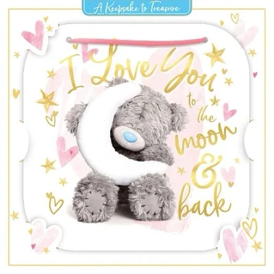 Afbeelding van I Love You to The Moon and Back Me Bear wenskaart &quot;A Keepsake Treasure&quot;