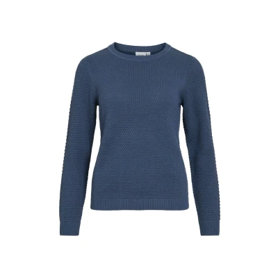 Afbeelding van VILA Vidalo O hals L/S gebreide top Noos met ronde dames (1 stuk), Donkerblauw