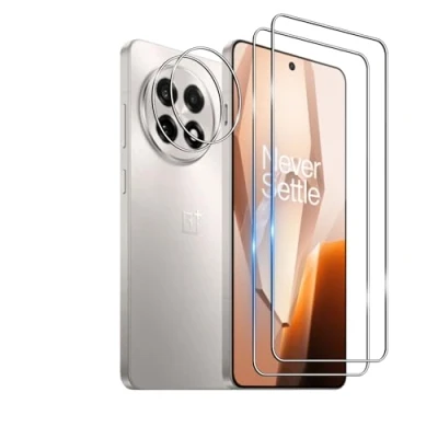Afbeelding van Bihizei Lot de 2 films protection d&#039;écran pour Oneplus 13R en verre blindé et appareil photo, 9H, film ultra HD, anti rayures, bulles