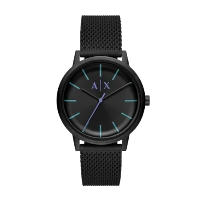 Afbeelding van Armani Exchange AX2760 Herenhorloge met drie wijzers, roestvrij staal, zwart, armband, zwart., armband