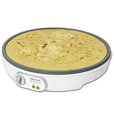 Afbeelding van Cecotec Fun Crepestone XL roestvrij staal, 1350 W, plaat met antiaanbaklaag en afneembaar, regelbare thermostaat, rol spatel inbegrepen, 38 cm
