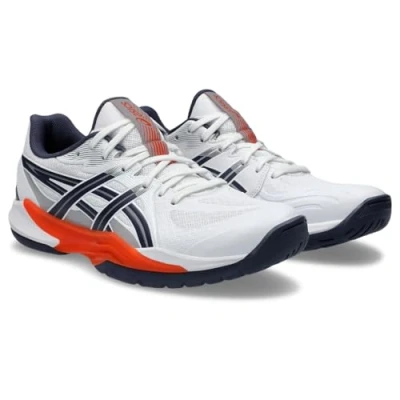 Afbeelding van Asics Powerbreak FF Handbalschoenen, Heren, Maat: 41.5, White/nova orange Textiel/ synthetisch
